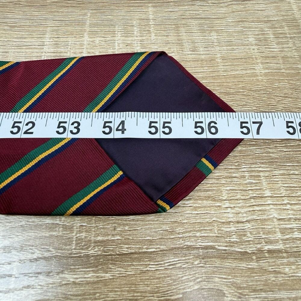 Polo Ralph Lauren Dark Red Repp Stripe Silk Tie Handmade USA Made 57" L | 4" W - Picture 11 of 16
